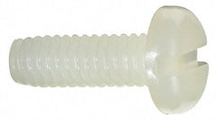 Made in USA - #8-32 UNC, 1/2" Length Under Head Slotted Drive Machine Screw - Pan Head, Grade 6/6 Nylon, Uncoated, Without Washer - USA Tool & Supply
