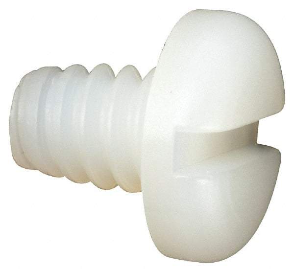 Made in USA - #10-24 UNC, 1/4" Length Under Head Slotted Drive Machine Screw - Pan Head, Grade 6/6 Nylon, Uncoated, Without Washer - USA Tool & Supply