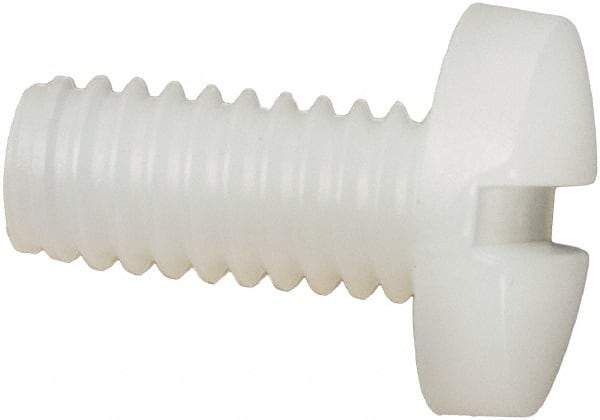 Made in USA - #8-32 UNC, 3/8" Length Under Head Slotted Drive Machine Screw - Binding Head, Grade 6/6 Nylon, Uncoated, Without Washer - USA Tool & Supply