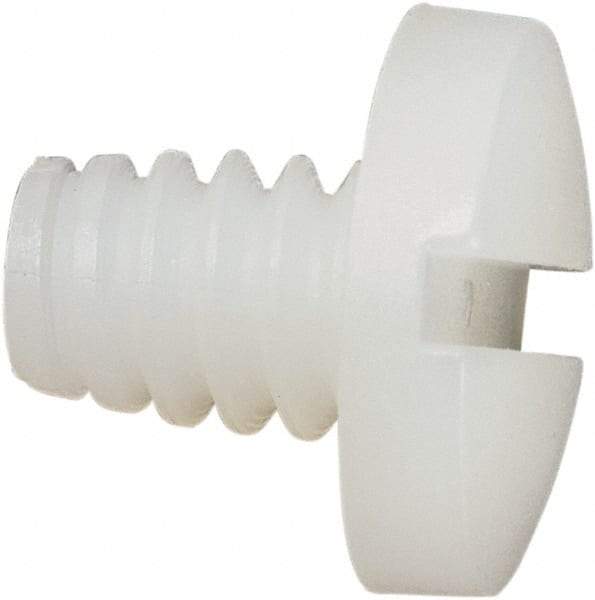 Made in USA - #10-24 UNC, 1/4" Length Under Head Slotted Drive Machine Screw - Binding Head, Grade 6/6 Nylon, Uncoated, Without Washer - USA Tool & Supply