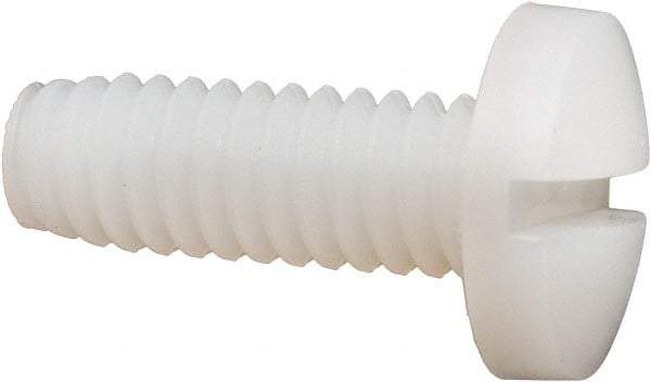 Made in USA - 1/4-20 UNC, 3/4" Length Under Head Slotted Drive Machine Screw - Binding Head, Grade 6/6 Nylon, Uncoated, Without Washer - USA Tool & Supply