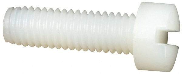 Made in USA - #10-32 UNF, 5/8" Length Under Head Slotted Drive Machine Screw - Fillister Head, Grade 6/6 Nylon, Uncoated, Without Washer - USA Tool & Supply