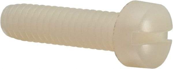 Made in USA - 1/4-20 UNC, 1" Length Under Head Slotted Drive Machine Screw - Fillister Head, Grade 6/6 Nylon, Uncoated, Without Washer - USA Tool & Supply