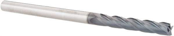 SGS - 1/4", 1-1/2" LOC, 1/4" Shank Diam, 4" OAL, 4 Flute, Solid Carbide Square End Mill - Single End, AlTiN Finish, Spiral Flute, 30° Helix, Centercutting, Right Hand Cut, Right Hand Flute, Series 1EL - USA Tool & Supply