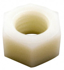 Made in USA - #6-32 UNC Nylon Right Hand Hex Nut - 7.75mm Across Flats, 3.05mm High, Uncoated - USA Tool & Supply