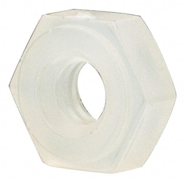 Made in USA - #2-56 UNC Nylon Right Hand Hex Nut - 4.57mm Across Flats, 1.78mm High, Uncoated - USA Tool & Supply