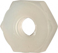 Made in USA - #4-40 UNC Nylon Right Hand Hex Nut - 1/4" Across Flats, 2.54mm High, Uncoated - USA Tool & Supply