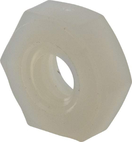 Made in USA - #8-32 UNC Nylon Right Hand Hex Nut - 8.51mm Across Flats, 3.3mm High, Uncoated - USA Tool & Supply