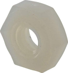 Made in USA - #8-32 UNC Nylon Right Hand Hex Nut - 8.51mm Across Flats, 3.3mm High, Uncoated - USA Tool & Supply