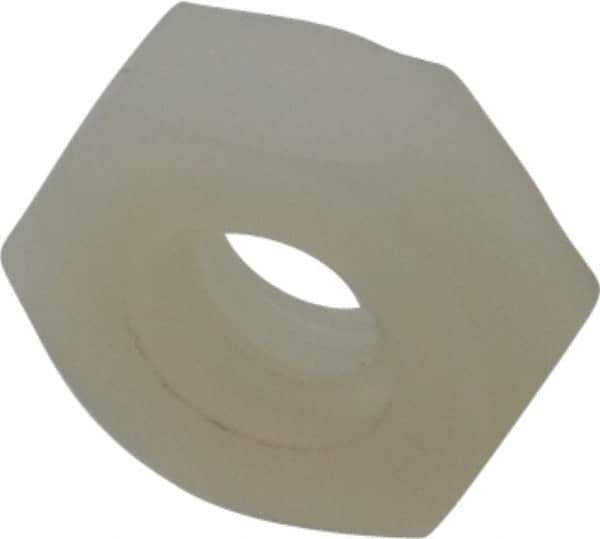 Made in USA - #10-24 UNC Nylon Right Hand Hex Nut - 9.27mm Across Flats, 3.43mm High, Uncoated - USA Tool & Supply