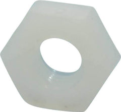 Made in USA - #10-32 UNF Nylon Right Hand Hex Nut - 9.27mm Across Flats, 3.43mm High, Uncoated - USA Tool & Supply