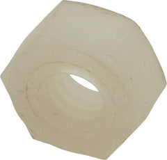 Made in USA - 1/4-20 UNC Nylon Right Hand Hex Nut - 10.8mm Across Flats, 5.97mm High, Uncoated - USA Tool & Supply