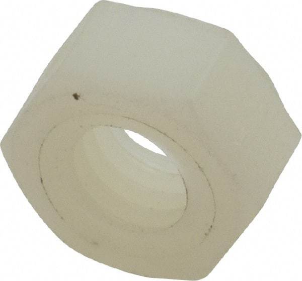 Made in USA - 5/16-18 UNC Nylon Right Hand Hex Nut - 1/2" Across Flats, 6.86mm High, Uncoated - USA Tool & Supply