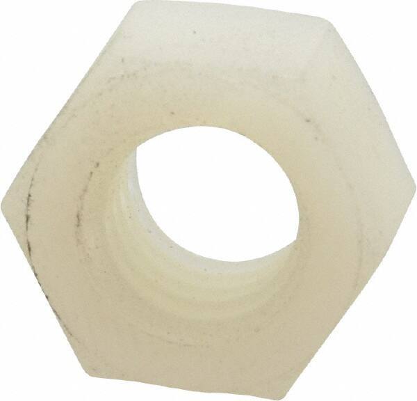Made in USA - 3/8-16 UNC Nylon Right Hand Hex Nut - 14.22mm Across Flats, 8.38mm High, Uncoated - USA Tool & Supply