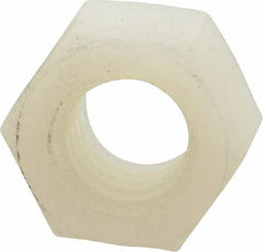 Made in USA - 3/8-16 UNC Nylon Right Hand Hex Nut - 14.22mm Across Flats, 8.38mm High, Uncoated - USA Tool & Supply