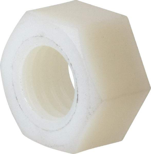 Made in USA - 1/2-13 UNC Nylon Right Hand Hex Nut - 3/4" Across Flats, 10.92mm High, Uncoated - USA Tool & Supply