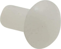 Made in USA - 1/8" Body Diam, Round Acetal Solid Rivet - 1/4" Length Under Head, 1/4" Head Diam x 0.068" Head Height - USA Tool & Supply