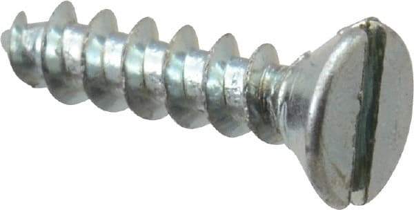 Value Collection - #2, 3/8" OAL, Slotted Drive, Flat Head Wood Screw - Zinc Plated Steel, Grade 2 - USA Tool & Supply