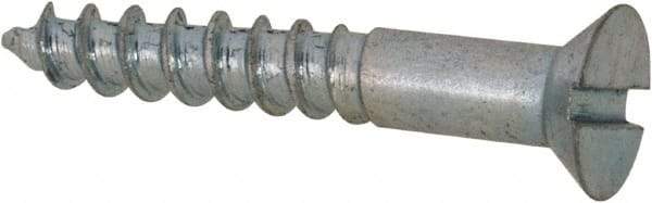 Value Collection - #3, 5/8" OAL, Slotted Drive, Flat Head Wood Screw - Zinc Plated Steel, Grade 2 - USA Tool & Supply