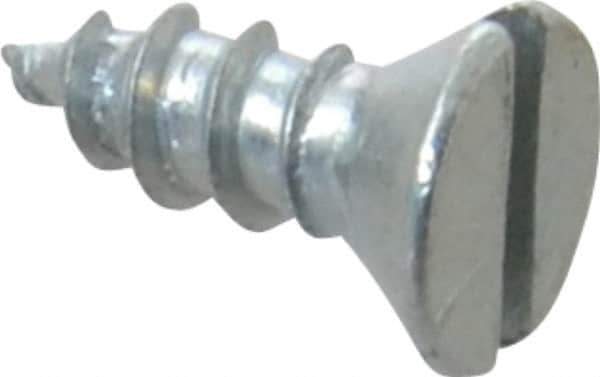 Value Collection - #6, 3/8" OAL, Slotted Drive, Flat Head Wood Screw - Zinc Plated Steel, Grade 2 - USA Tool & Supply
