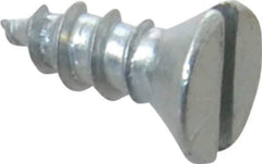 Value Collection - #6, 3/8" OAL, Slotted Drive, Flat Head Wood Screw - Zinc Plated Steel, Grade 2 - USA Tool & Supply