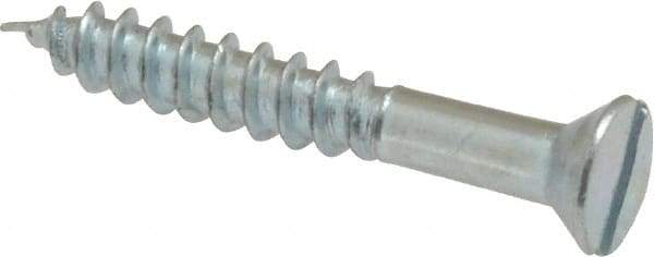 Value Collection - #6, 1" OAL, Slotted Drive, Flat Head Wood Screw - Zinc Plated Steel, Grade 2 - USA Tool & Supply