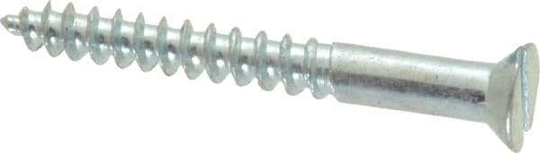 Value Collection - #6, 1-1/4" OAL, Slotted Drive, Flat Head Wood Screw - Zinc Plated Steel, Grade 2 - USA Tool & Supply
