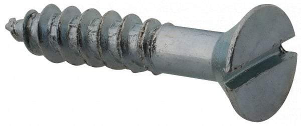 Value Collection - #8, 7/8" OAL, Slotted Drive, Flat Head Wood Screw - Zinc Plated Steel, Grade 2 - USA Tool & Supply