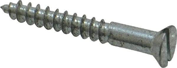 Value Collection - #8, 1-1/4" OAL, Slotted Drive, Flat Head Wood Screw - Zinc Plated Steel, Grade 2 - USA Tool & Supply