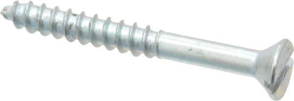 Value Collection - #8, 1-1/2" OAL, Slotted Drive, Flat Head Wood Screw - Zinc Plated Steel, Grade 2 - USA Tool & Supply
