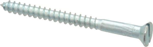 Value Collection - #8, 2" OAL, Slotted Drive, Flat Head Wood Screw - Zinc Plated Steel, Grade 2 - USA Tool & Supply