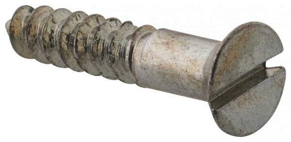 Value Collection - #9, 1" OAL, Slotted Drive, Flat Head Wood Screw - Zinc Plated Steel, Grade 2 - USA Tool & Supply