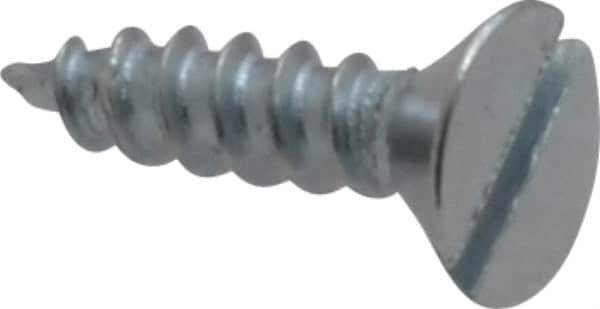 Value Collection - #10, 3/4" OAL, Slotted Drive, Flat Head Wood Screw - Zinc Plated Steel, Grade 2 - USA Tool & Supply