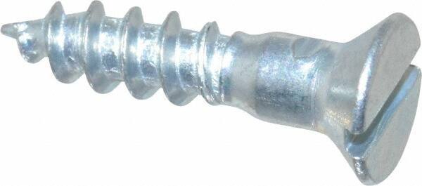 Value Collection - #10, 7/8" OAL, Slotted Drive, Flat Head Wood Screw - Zinc Plated Steel, Grade 2 - USA Tool & Supply
