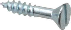 Value Collection - #10, 1" OAL, Slotted Drive, Flat Head Wood Screw - Zinc Plated Steel, Grade 2 - USA Tool & Supply