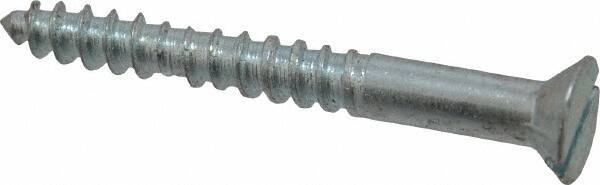 Value Collection - #10, 1-3/4" OAL, Slotted Drive, Flat Head Wood Screw - Zinc Plated Steel, Grade 2 - USA Tool & Supply