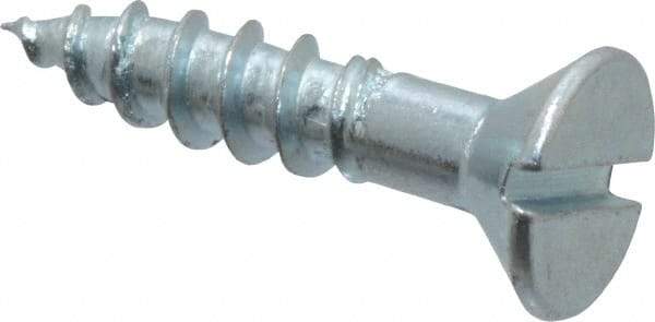 Value Collection - #12, 1" OAL, Slotted Drive, Flat Head Wood Screw - Zinc Plated Steel, Grade 2 - USA Tool & Supply