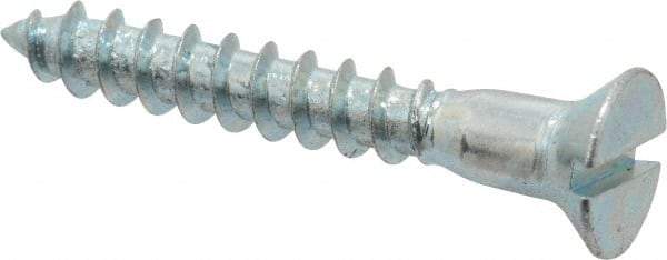 Value Collection - #12, 1-1/2" OAL, Slotted Drive, Flat Head Wood Screw - Zinc Plated Steel, Grade 2 - USA Tool & Supply