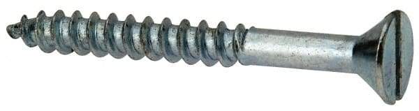Value Collection - #12, 2" OAL, Slotted Drive, Flat Head Wood Screw - Zinc Plated Steel, Grade 2 - USA Tool & Supply