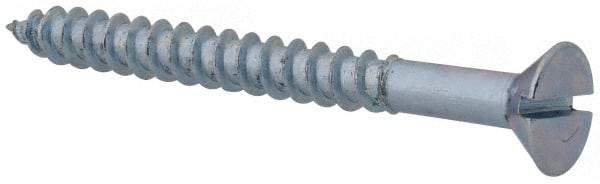 Value Collection - #12, 2-1/4" OAL, Slotted Drive, Flat Head Wood Screw - Zinc Plated Steel, Grade 2 - USA Tool & Supply