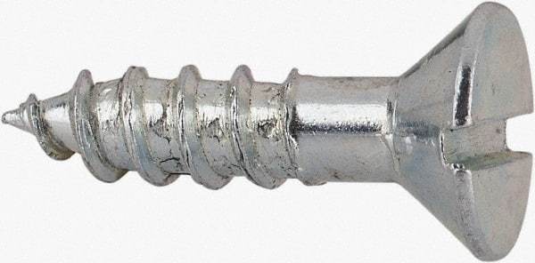 Value Collection - #14, 1" OAL, Slotted Drive, Flat Head Wood Screw - Zinc Plated Steel, Grade 2 - USA Tool & Supply