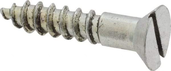 Value Collection - #14, 1-1/4" OAL, Slotted Drive, Flat Head Wood Screw - Zinc Plated Steel, Grade 2 - USA Tool & Supply