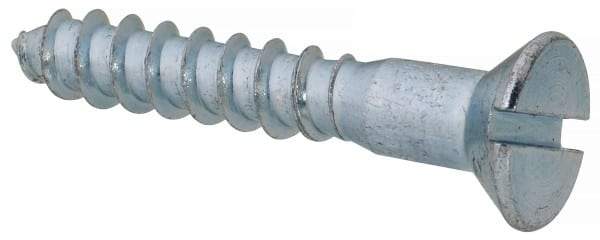 Value Collection - #14, 1-1/2" OAL, Slotted Drive, Flat Head Wood Screw - Zinc Plated Steel, Grade 2 - USA Tool & Supply