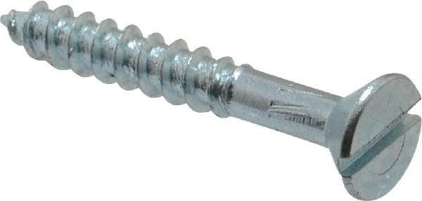 Value Collection - #14, 1-3/4" OAL, Slotted Drive, Flat Head Wood Screw - Zinc Plated Steel, Grade 2 - USA Tool & Supply