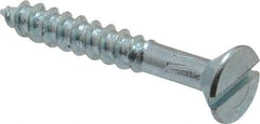 Value Collection - #14, 1-3/4" OAL, Slotted Drive, Flat Head Wood Screw - Zinc Plated Steel, Grade 2 - USA Tool & Supply