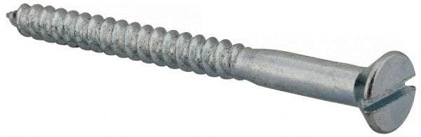 Value Collection - #14, 3" OAL, Slotted Drive, Flat Head Wood Screw - Zinc Plated Steel, Grade 2 - USA Tool & Supply