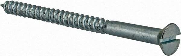 Value Collection - #14, 3-1/2" OAL, Slotted Drive, Flat Head Wood Screw - Zinc Plated Steel, Grade 2 - USA Tool & Supply