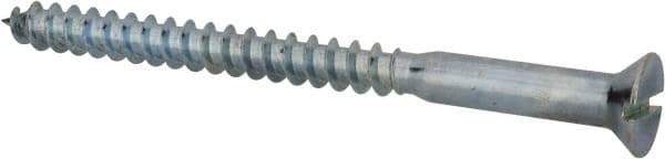 Value Collection - #18, 4" OAL, Slotted Drive, Flat Head Wood Screw - Zinc Plated Steel, Grade 2 - USA Tool & Supply