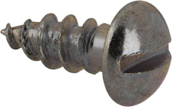 Value Collection - #10, 1/2" Length Under Head, Slotted Drive, Round Head Wood Screw - Zinc Plated Steel, Grade 2 - USA Tool & Supply