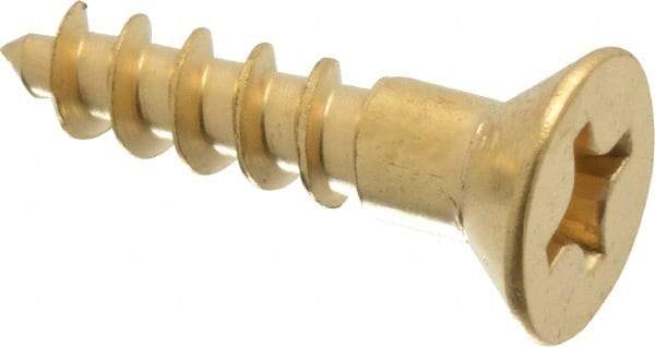 Value Collection - #12, 1" OAL, Phillips Drive, Flat Head Wood Screw - Brass - USA Tool & Supply